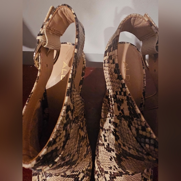 NWOT Aldo Legiladia Faux snakeskin blocked heel bootie shoe animal Print size 8 - Picture 3 of 10